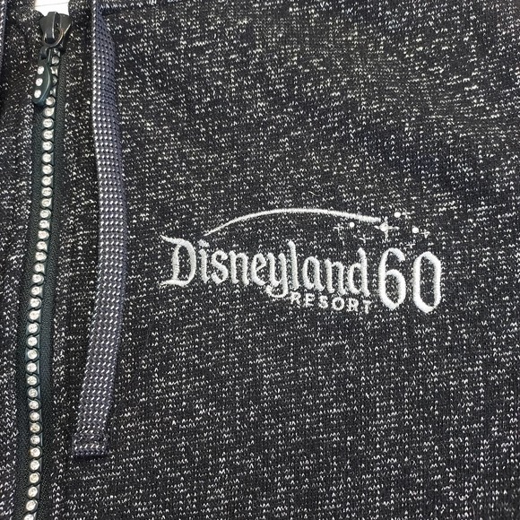 Disney Parks Disneyland 60 Diamond Anniversary Rhinestone Blk hoodie sweatshirt - Picture 6 of 8